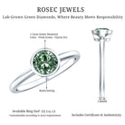 Bezel Set 1 Carat Solitaire Engagement Ring with IGI Certified Lab Created Green Diamond Vivid Green - VS1 - Rosec Jewels