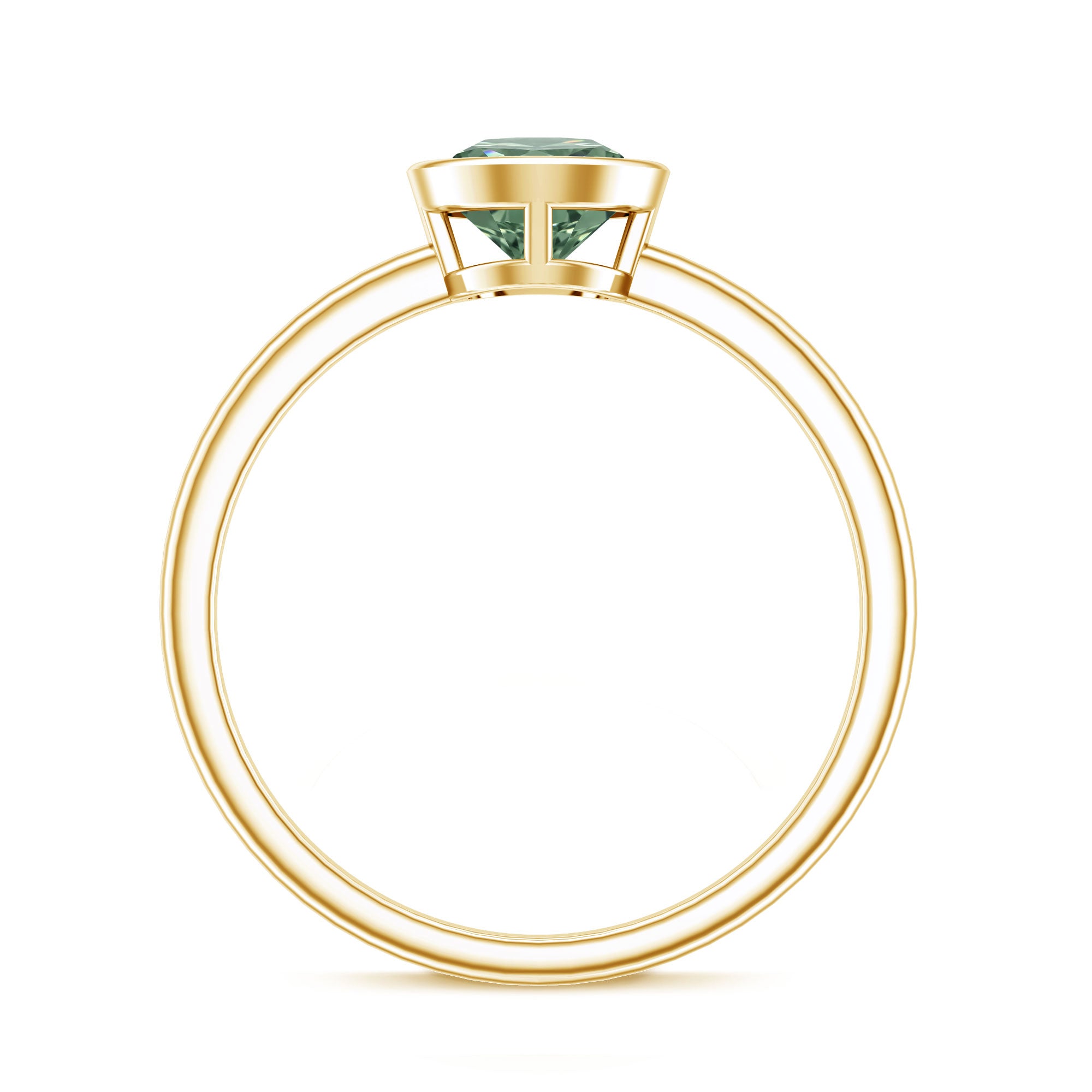 Bezel Set 1 Carat Solitaire Engagement Ring with IGI Certified Lab Created Green Diamond Vivid Green - VS1 - Rosec Jewels