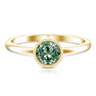 Bezel Set 1 Carat Solitaire Engagement Ring with IGI Certified Lab Created Green Diamond Vivid Green - VS1 - Rosec Jewels