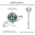 Bezel Set 2 Carat Lab Grown Green Diamond Round Engagement Ring IGI Certified Vivid Green - VS1 - Rosec Jewels