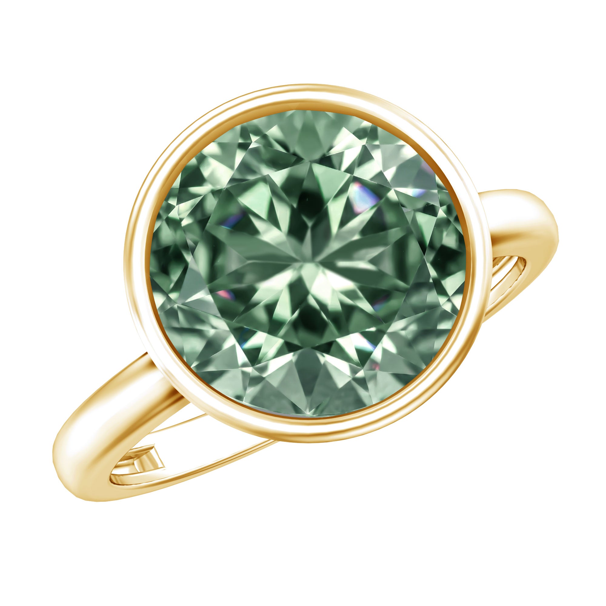 Rosec Jewels-Bezel Set 4 Carat Lab Grown Green Diamond Solitaire Engagement Ring with IGI Certificate