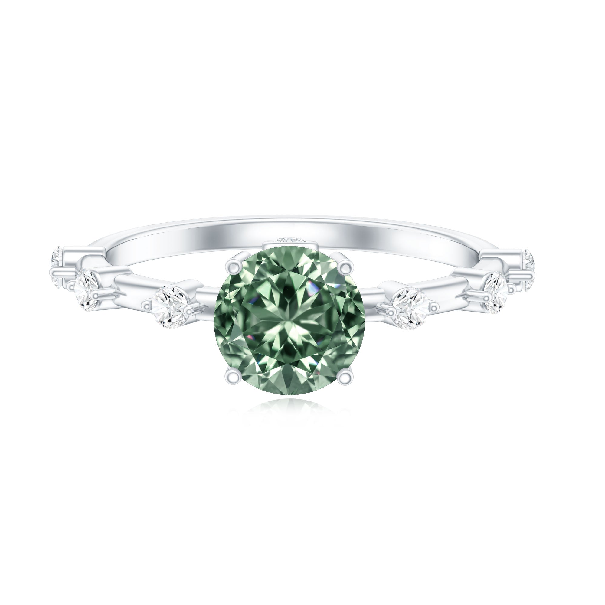 Rosec Jewels-1 Carat Lab Grown Green Diamond Solitaire Engagement Ring IGI Certified