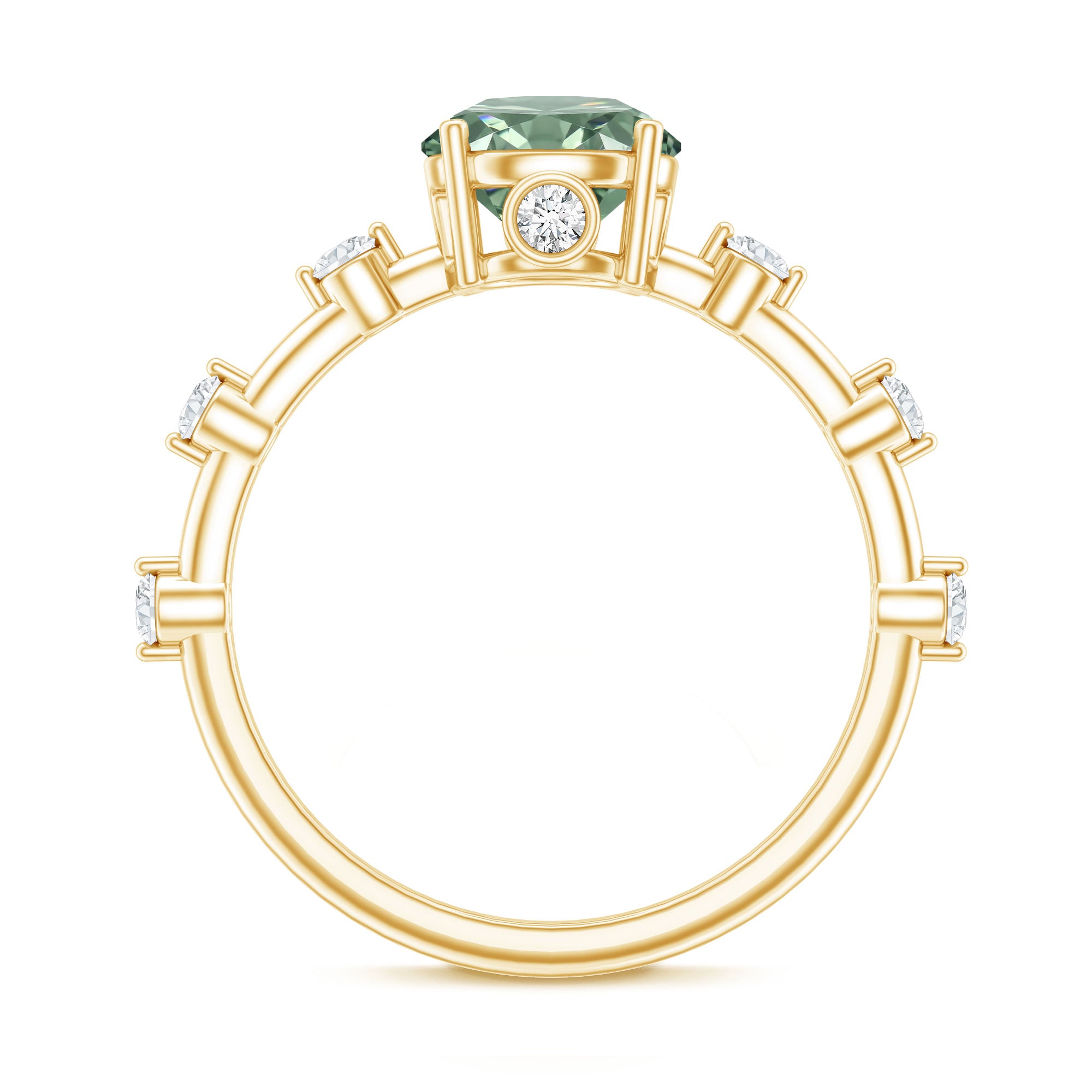 Rosec Jewels-1 Carat Lab Grown Green Diamond Solitaire Engagement Ring IGI Certified