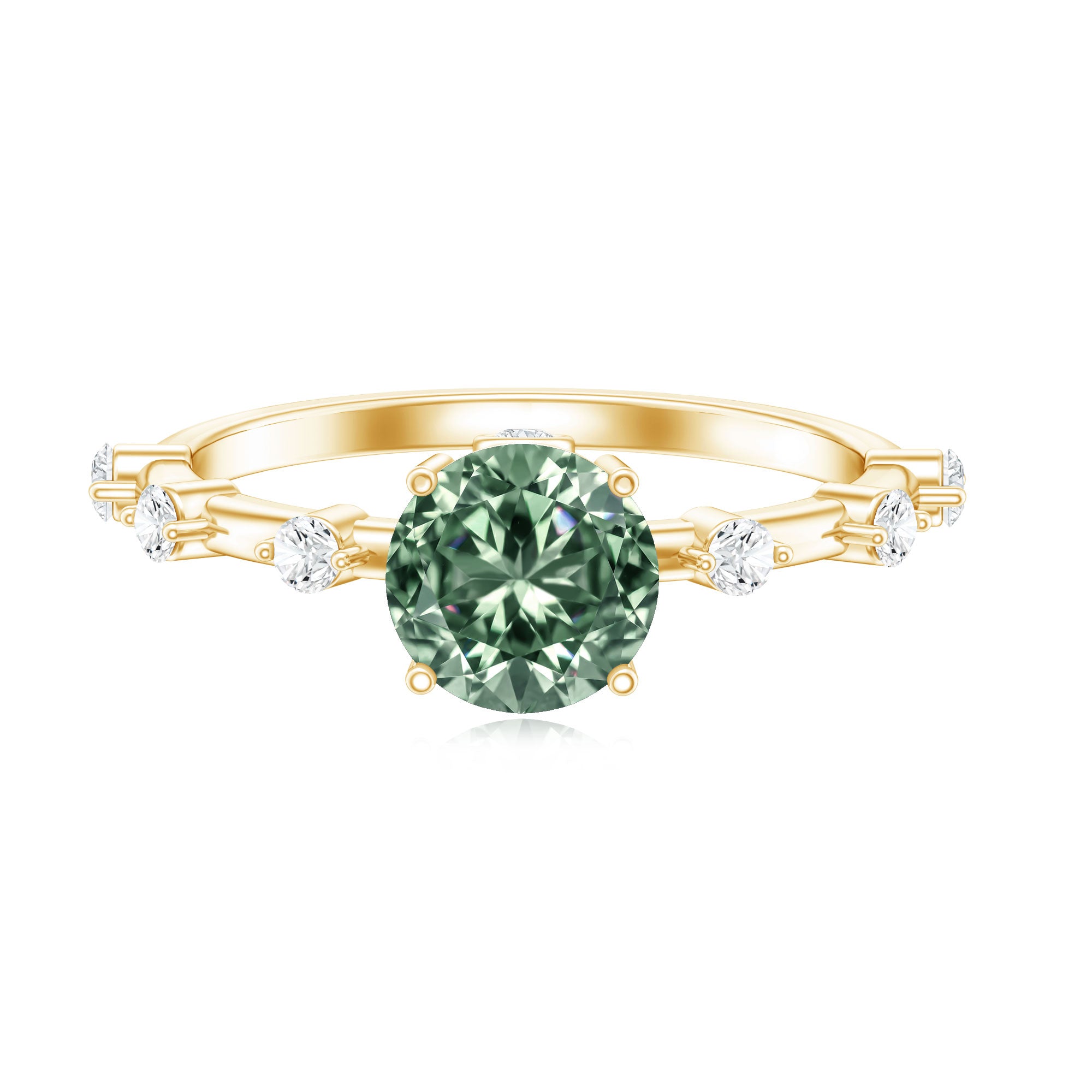 Rosec Jewels-1 Carat Lab Grown Green Diamond Solitaire Engagement Ring IGI Certified