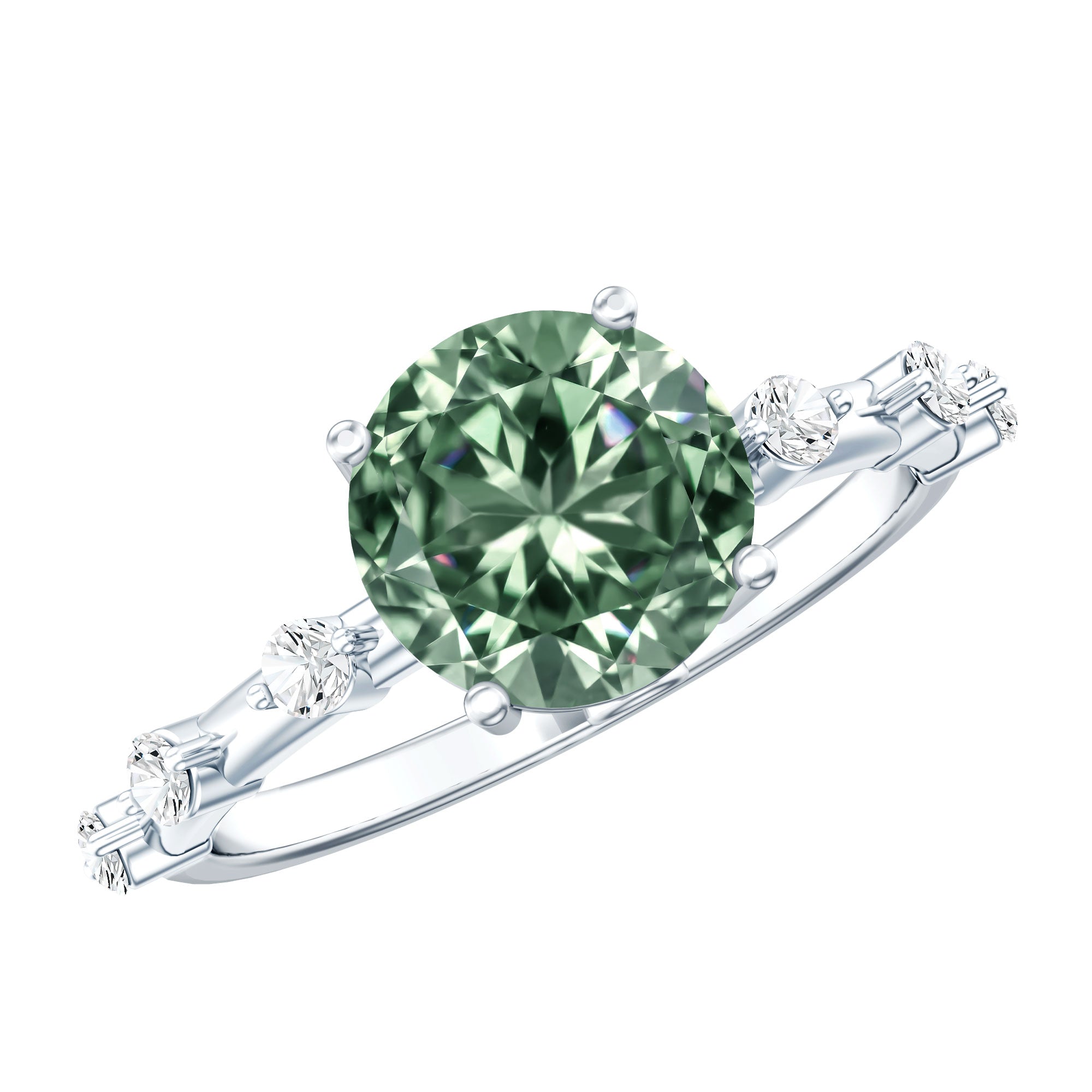 Rosec Jewels-Lab Grown 2 Carat Green Diamond Engagement Ring with IGI Certificate