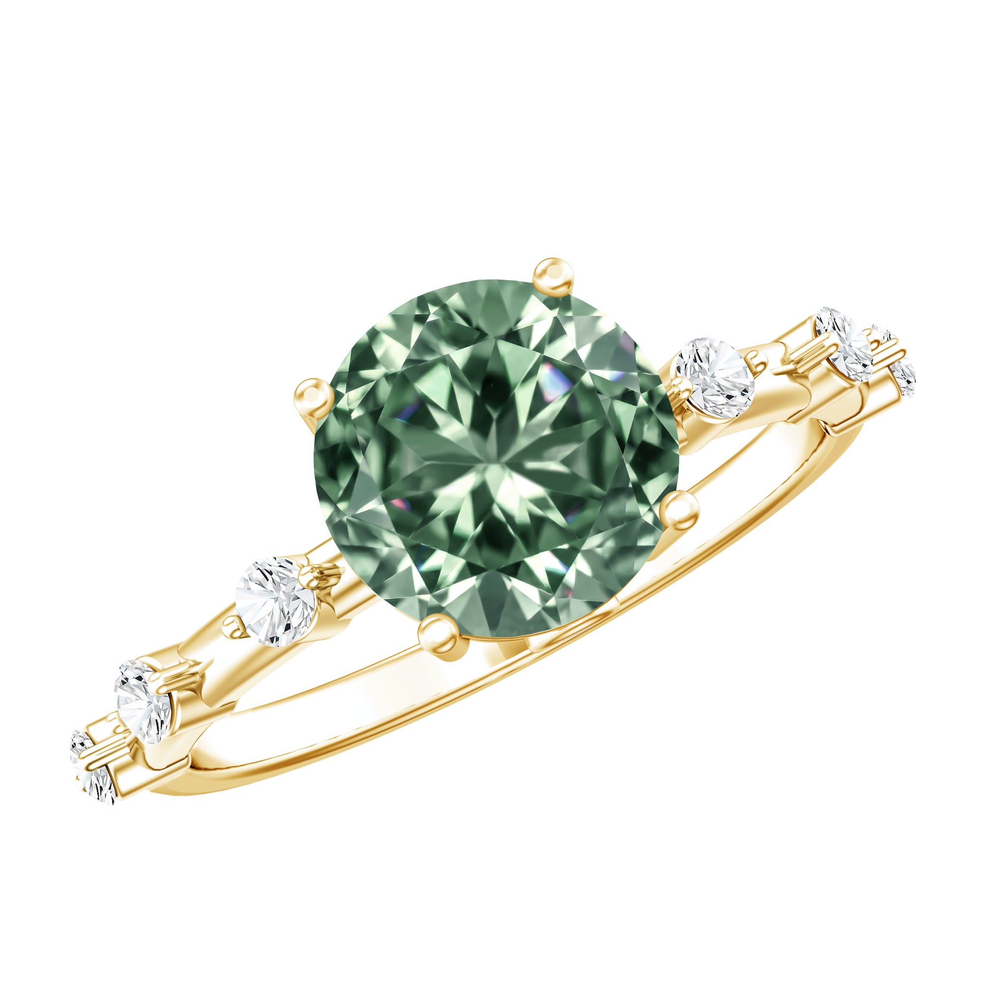 Rosec Jewels-Lab Grown 2 Carat Green Diamond Engagement Ring with IGI Certificate