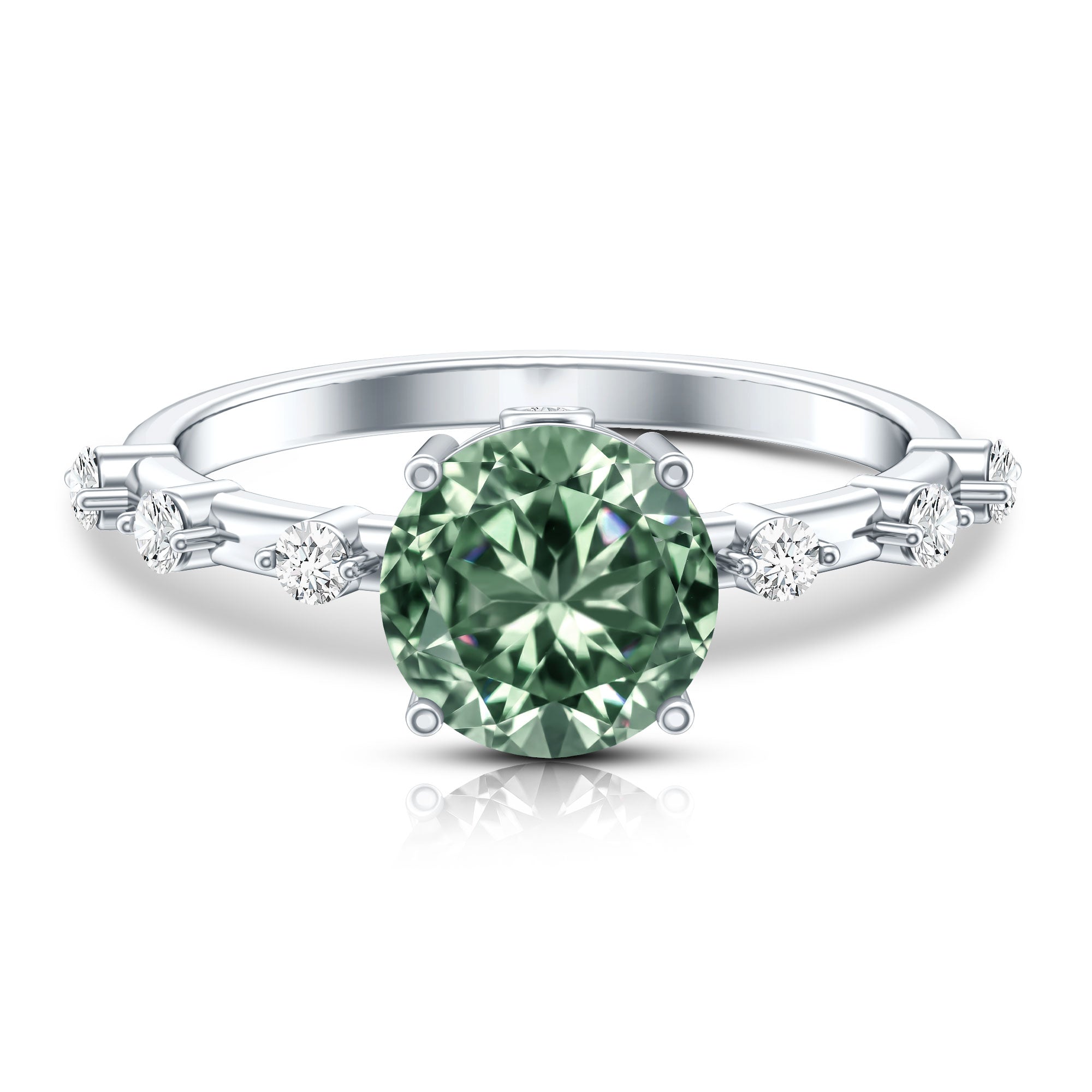 Rosec Jewels-Lab Grown 3 Carat Green Diamond Engagement Ring with IGI Certificate