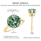 Rosec Jewels-Large 5 Carat Lab Grown Green Diamond Engagement Ring with IGI Certificate