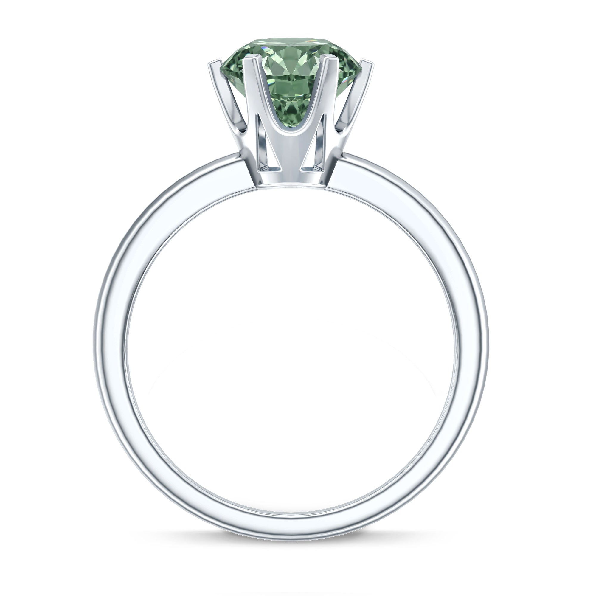 Rosec Jewels-Round Shaped 3 Carat Lab Grown Green Diamond Solitaire Ring with IGI Certificate
