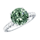 IGI Certified 3 Carat Round Lab Grown Green Diamond Solitaire Engagement Ring with Side Stones Vivid Green - VS1 - Rosec Jewels