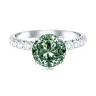 IGI Certified 3 Carat Round Lab Grown Green Diamond Solitaire Engagement Ring with Side Stones Vivid Green - VS1 - Rosec Jewels