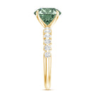 IGI Certified 3 Carat Round Lab Grown Green Diamond Solitaire Engagement Ring with Side Stones Vivid Green - VS1 - Rosec Jewels