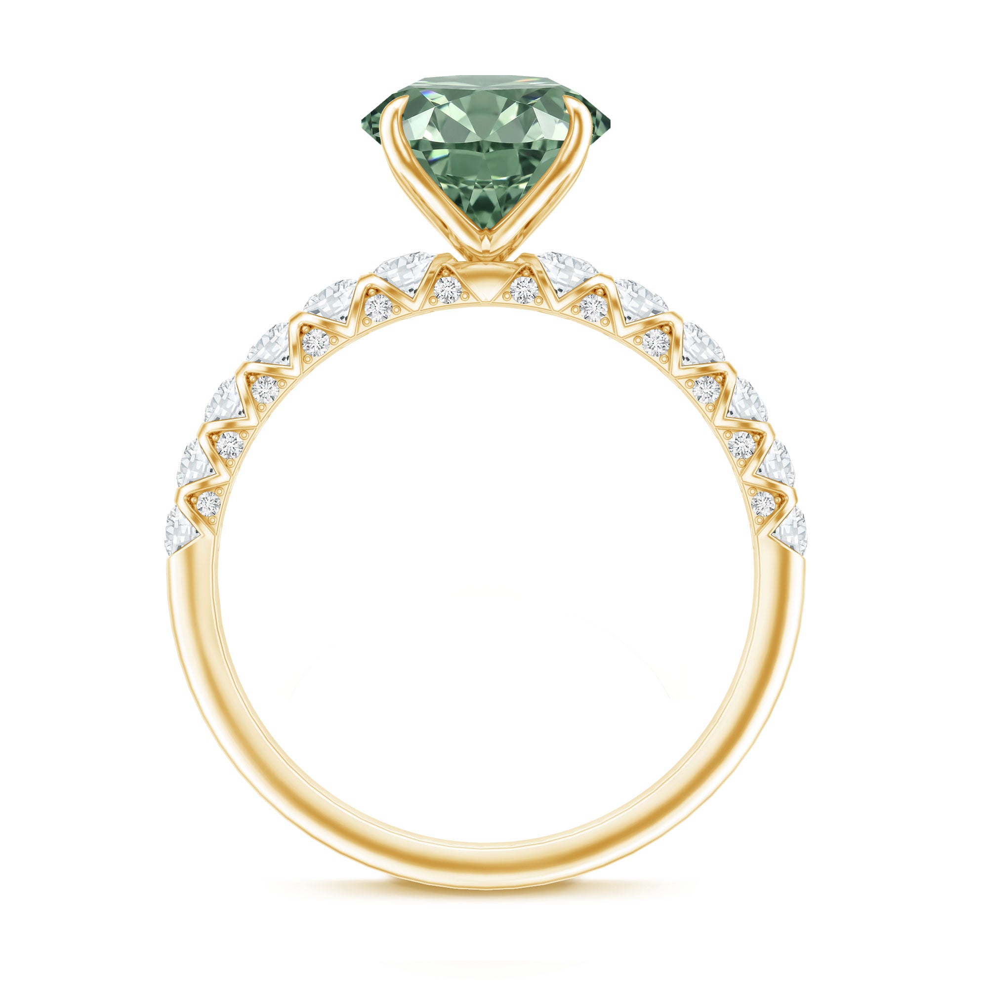 Round 2 Carat Lab Grown Green and White Diamond Engagement Ring with IGI Certificate Vivid Green - VS1 - Rosec Jewels