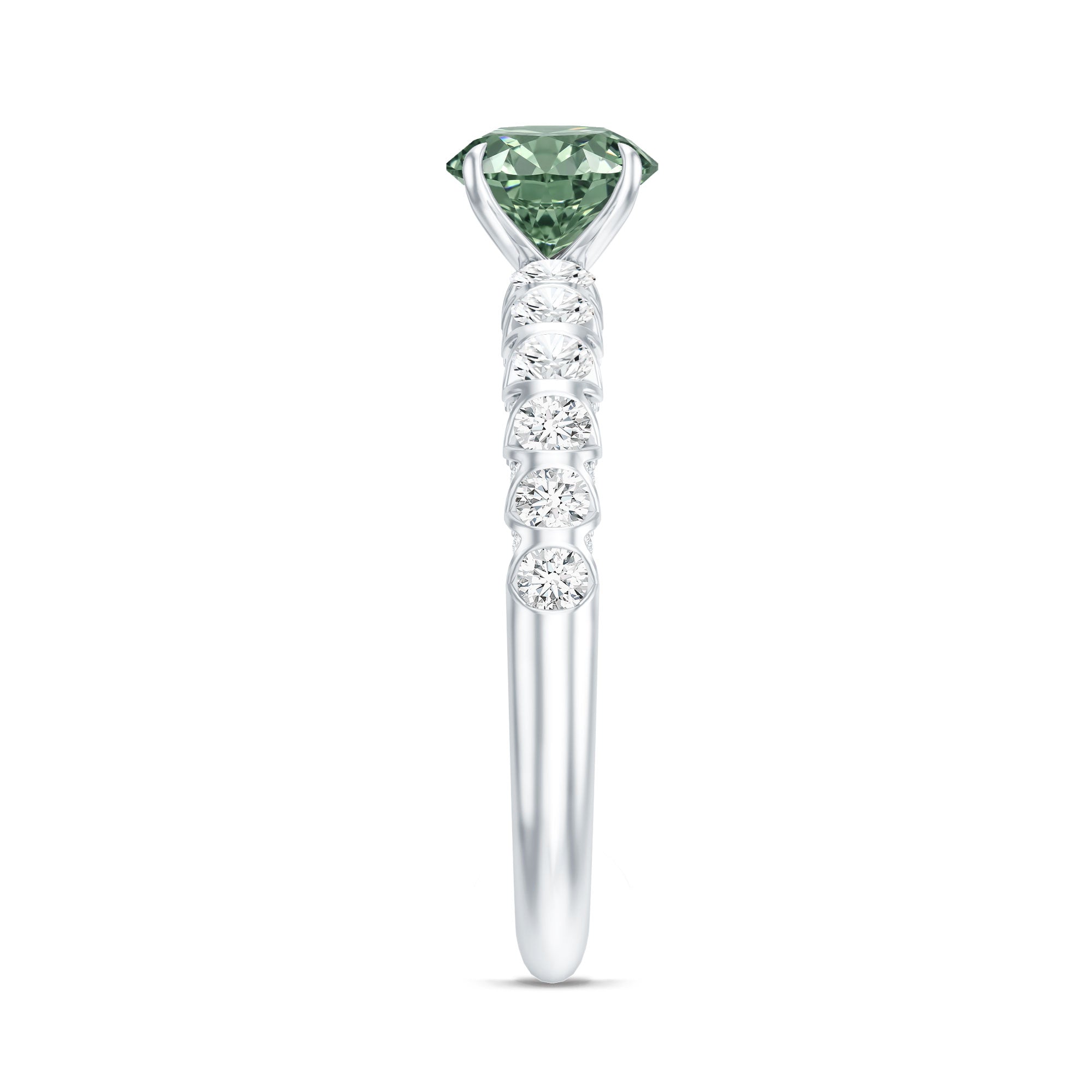 1 Carat Round Cut Lab Grown Green and White Diamond Engagement Ring IGI Certified Vivid Green - VS1 - Rosec Jewels