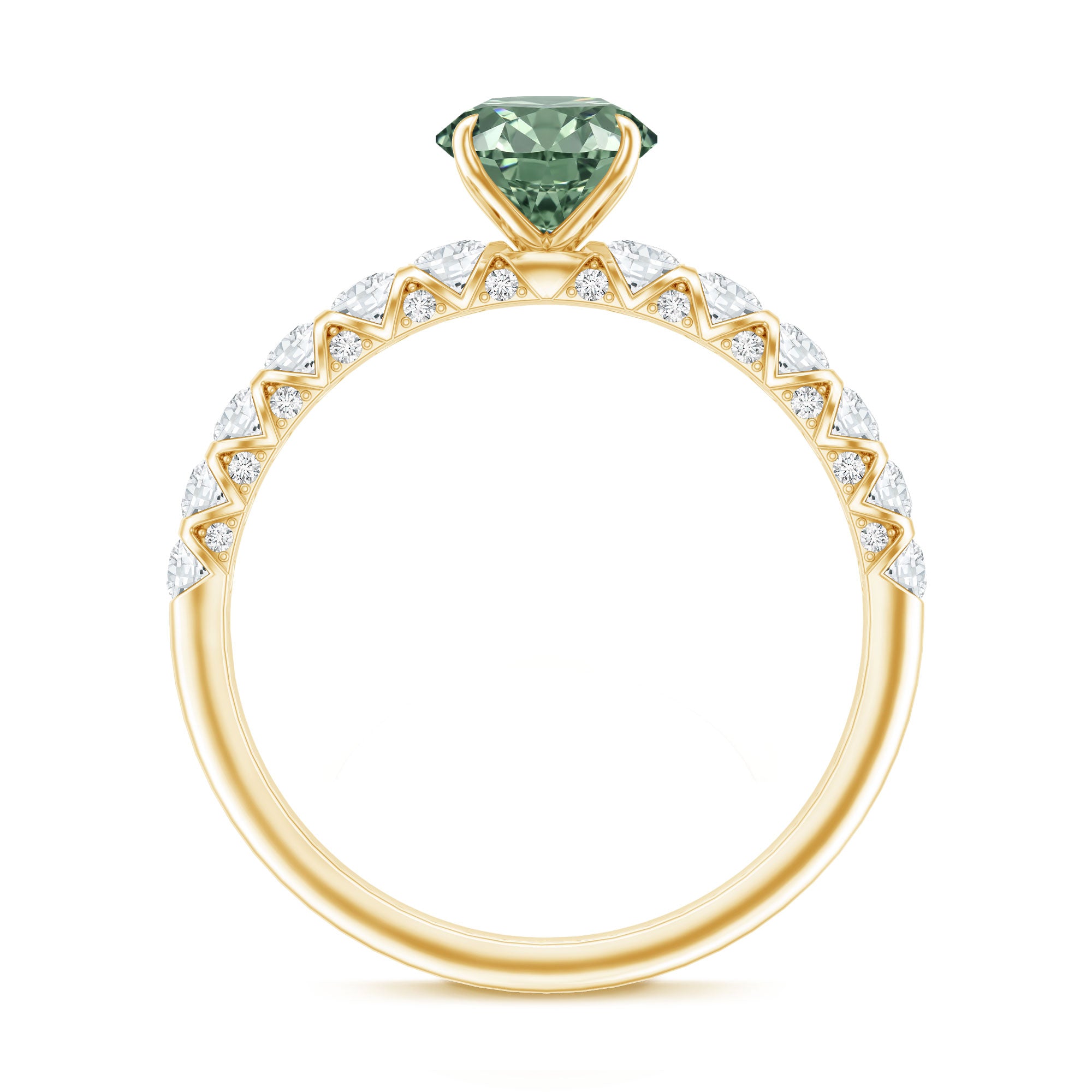 1 Carat Round Cut Lab Grown Green and White Diamond Engagement Ring IGI Certified Vivid Green - VS1 - Rosec Jewels