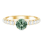 1 Carat Round Cut Lab Grown Green and White Diamond Engagement Ring IGI Certified Vivid Green - VS1 - Rosec Jewels