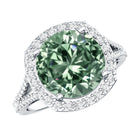 Rosec Jewels-IGI Certified 4 Carat Lab Grown Green Diamond Statement Engagement Ring with Split Shank