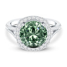 Rosec Jewels-IGI Certified 4 Carat Lab Grown Green Diamond Statement Engagement Ring with Split Shank