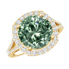 Rosec Jewels-IGI Certified 4 Carat Lab Grown Green Diamond Statement Engagement Ring with Split Shank