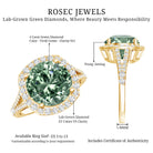 Rosec Jewels-IGI Certified 4 Carat Lab Grown Green Diamond Statement Engagement Ring with Split Shank