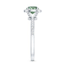 Lab Grown 1 Carat Green Diamond Halo Engagement Ring with IGI Certificate Vivid Green - VS1 - Rosec Jewels