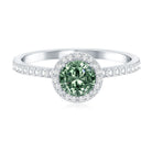 Lab Grown 1 Carat Green Diamond Halo Engagement Ring with IGI Certificate Vivid Green - VS1 - Rosec Jewels