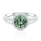 2 Carat IGI Certified Lab Grown Green Diamond Halo Engagement Ring for Women Vivid Green - VS1 - Rosec Jewels