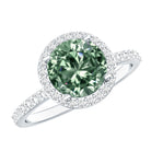 IGI Certified Lab 3 Carat Green Diamond Engagement Ring with Halo Vivid Green - VS1 - Rosec Jewels