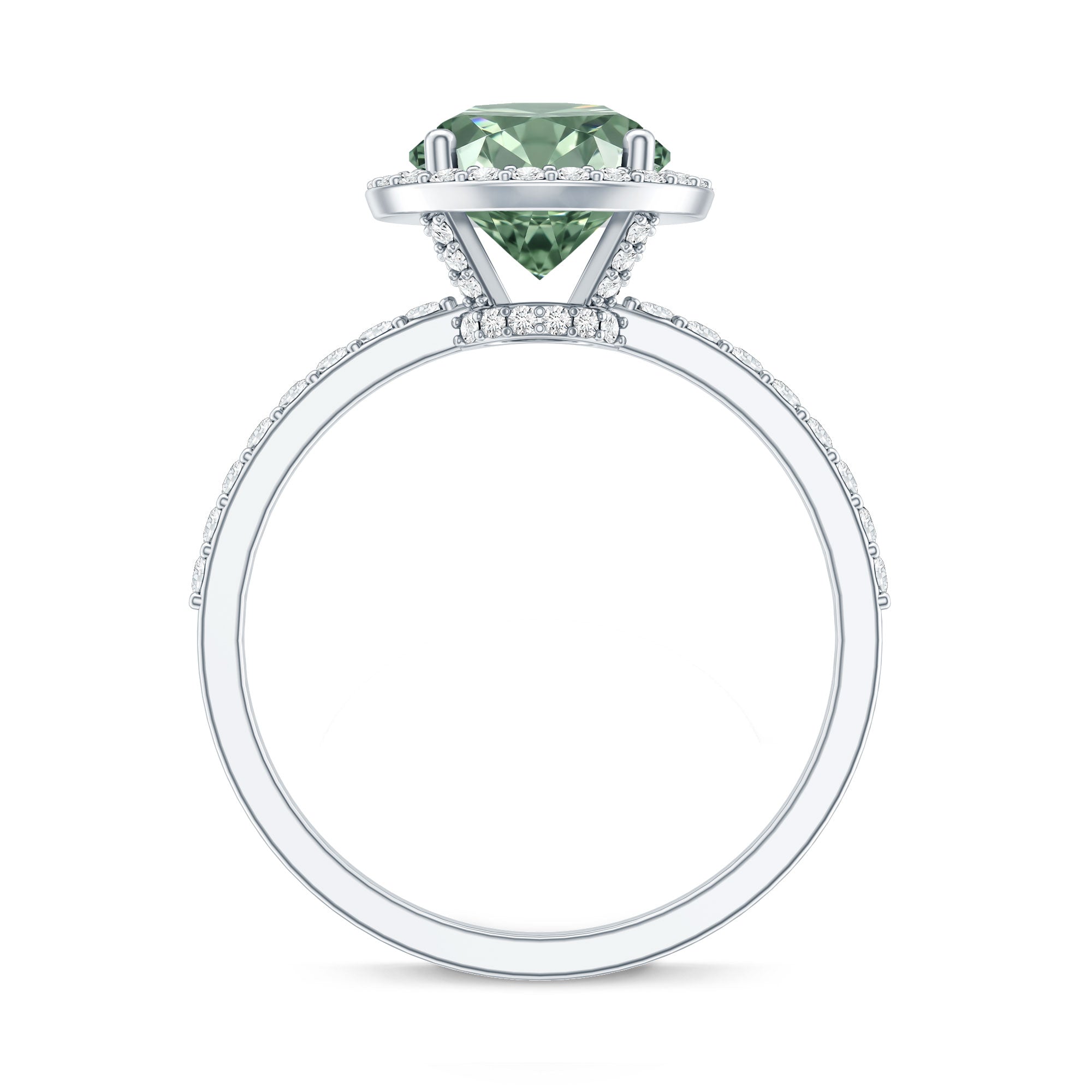 IGI Certified Lab 3 Carat Green Diamond Engagement Ring with Halo Vivid Green - VS1 - Rosec Jewels
