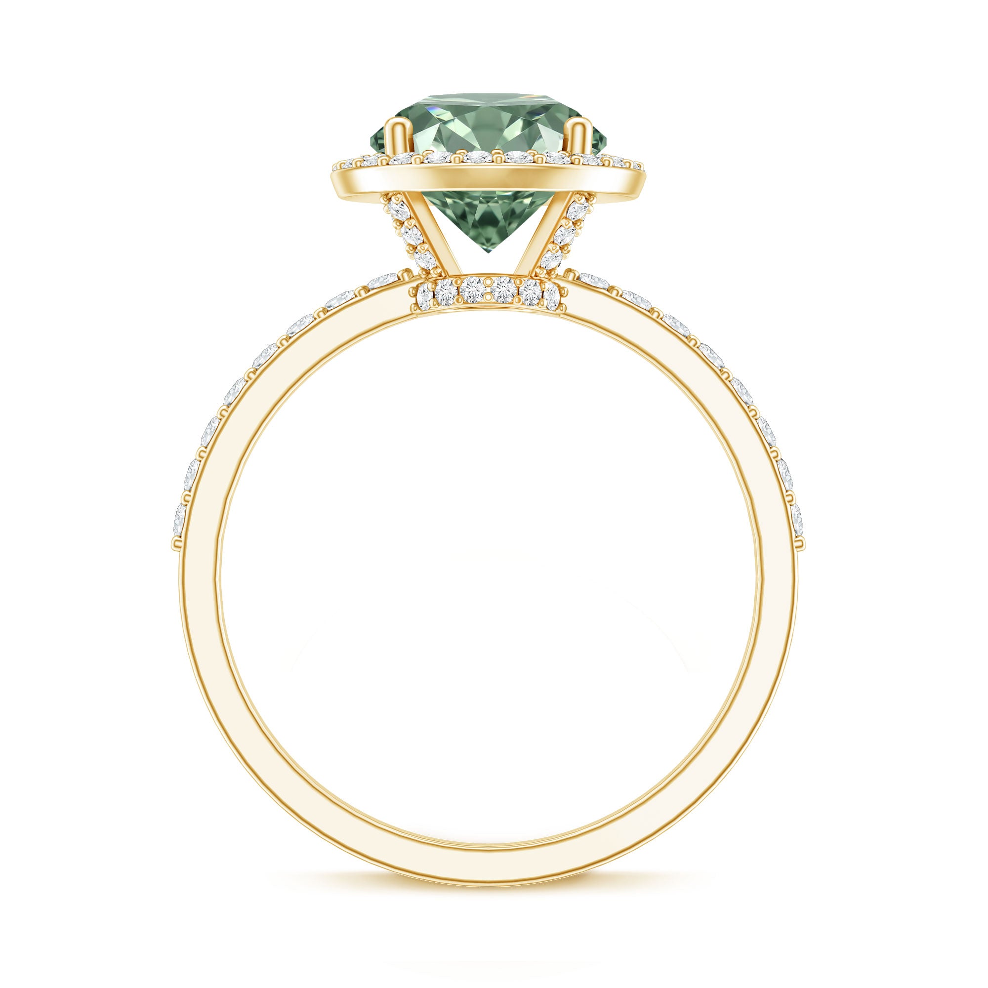 IGI Certified Lab 3 Carat Green Diamond Engagement Ring with Halo Vivid Green - VS1 - Rosec Jewels