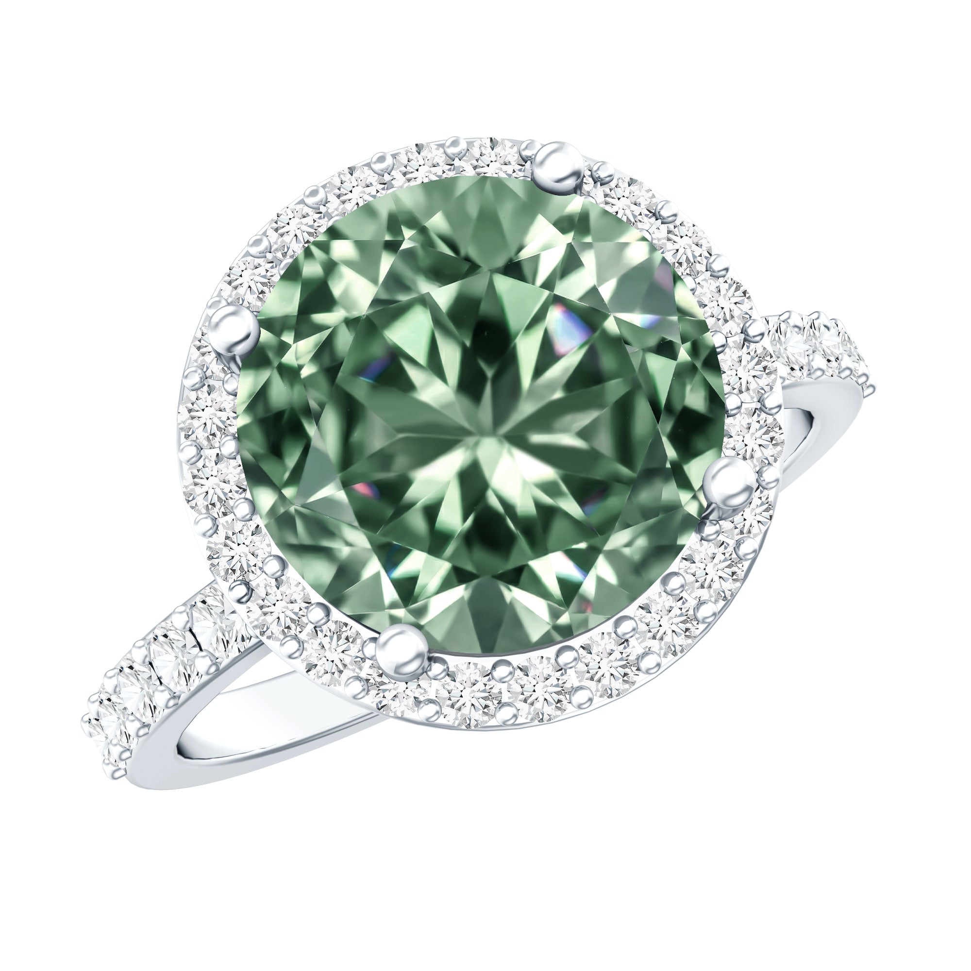 IGI Certified Lab Created Green Diamond Halo Engagement Ring 4 Carat Vivid Green - VS1 - Rosec Jewels