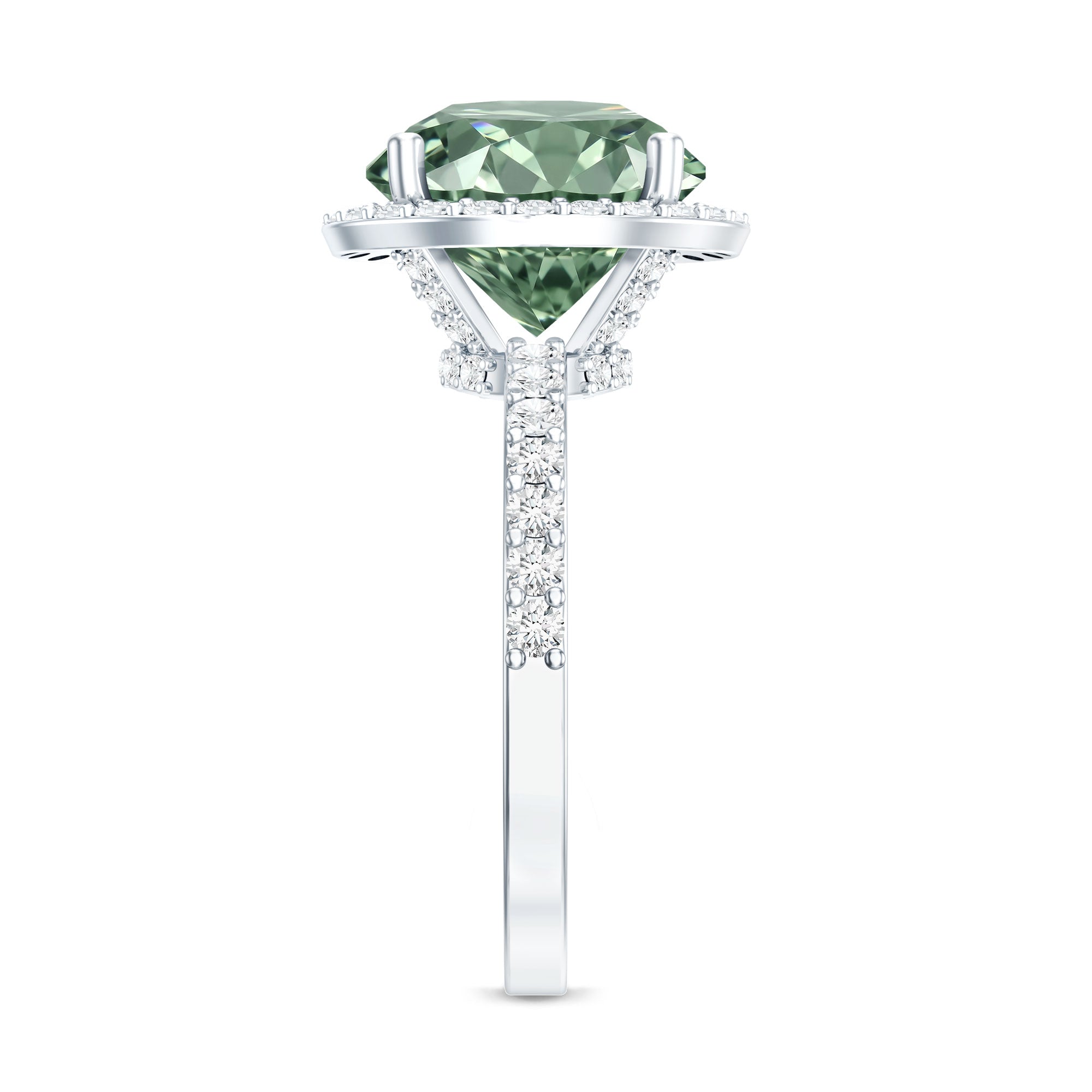 IGI Certified Lab Created Green Diamond Halo Engagement Ring 4 Carat Vivid Green - VS1 - Rosec Jewels