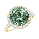 IGI Certified Lab Created Green Diamond Halo Engagement Ring 4 Carat Vivid Green - VS1 - Rosec Jewels