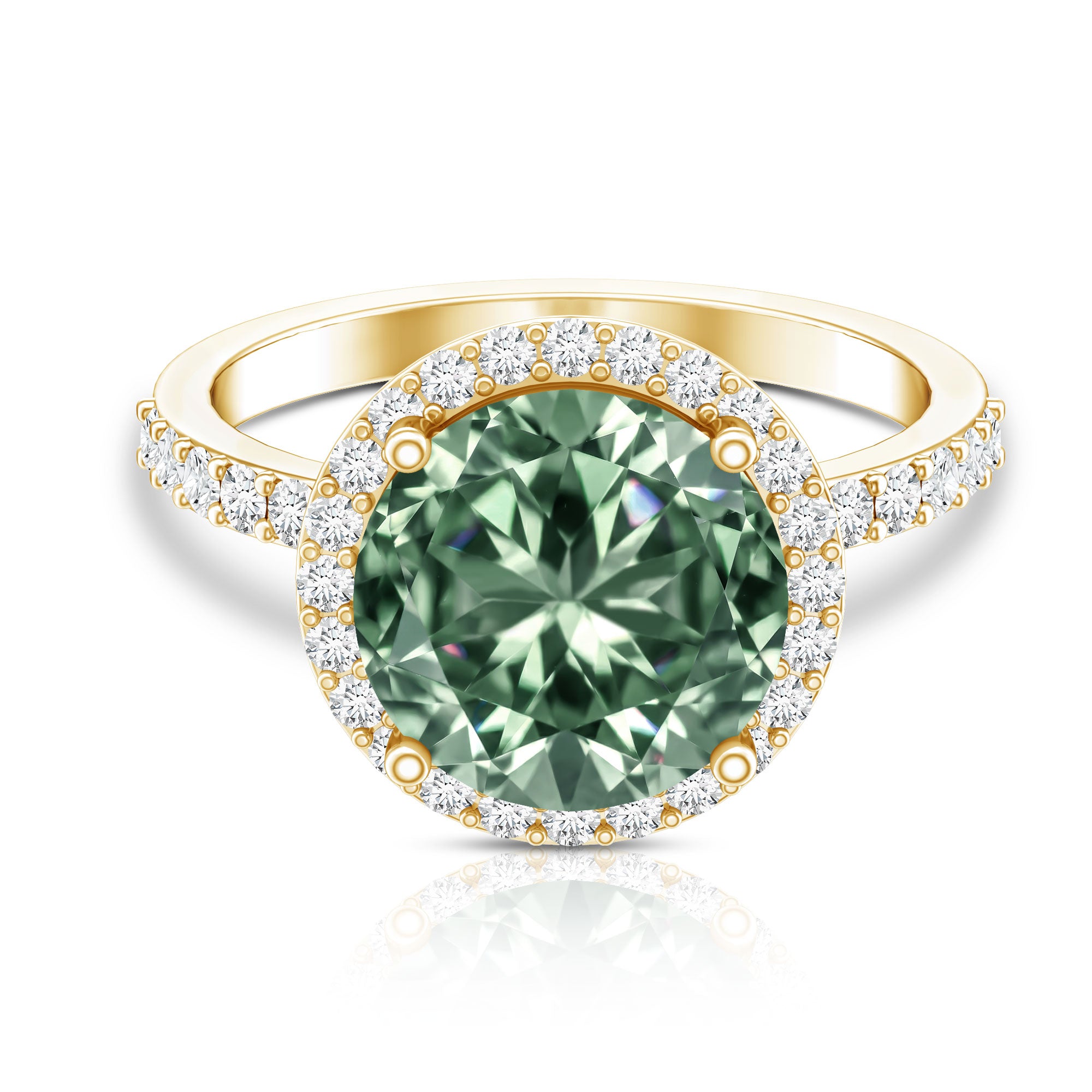 IGI Certified Lab Created Green Diamond Halo Engagement Ring 4 Carat Vivid Green - VS1 - Rosec Jewels