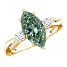 Rosec Jewels-2 Carat Marquise Cut Lab Green Diamond Crossover Engagement Ring with IGI Certificate