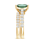 4 Carat Lab Grown Green Diamond Princess Cut Wedding Ring Set IGI Certified Vivid Green - VS1 - Rosec Jewels