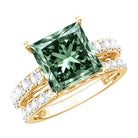 5 Carat Princess Cut Bridal Ring Set with IGI Certified Lab Grown Green Diamond Vivid Green - VS1 - Rosec Jewels