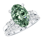 IGI Certified 3 Carat Oval Lab Grown Green Diamond Engagement Ring with Wedding Band Vivid Green - VS1 - Rosec Jewels