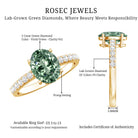 IGI Certified 2 Carat Lab Grown Green Diamond Oblong Engagement Ring Vivid Green - VS1 - Rosec Jewels