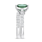 4 Carat Lab Grown Green Diamond Princess Cut Bridal Ring Set with IGI Certificate Vivid Green - VS1 - Rosec Jewels