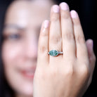 3 Carat East West Set Lab Grown Green Diamond Oval Engagement Ring IGI Certified Vivid Green - VS1 - Rosec Jewels