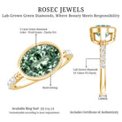 3 Carat East West Set Lab Grown Green Diamond Oval Engagement Ring IGI Certified Vivid Green - VS1 - Rosec Jewels