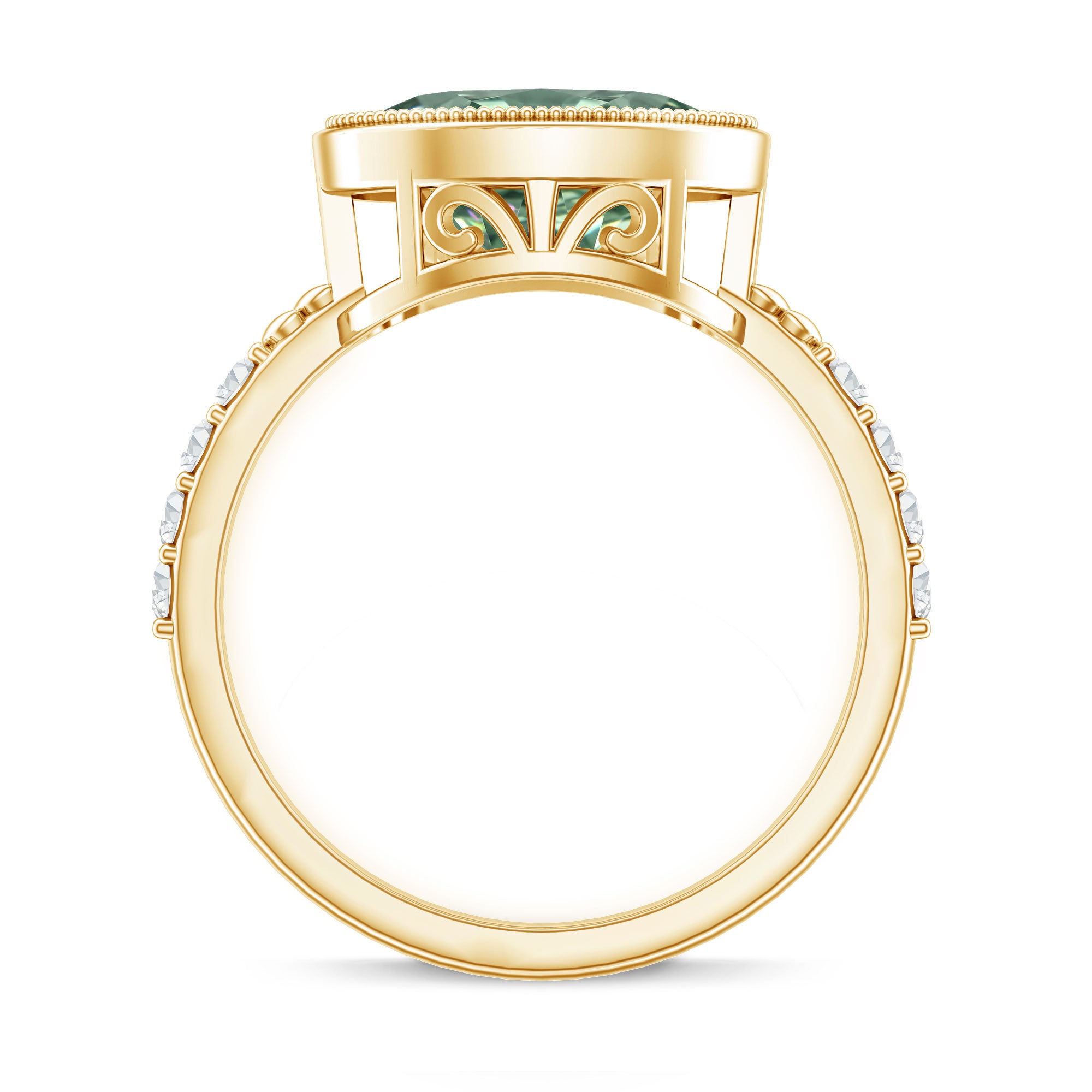 3 Carat East West Set Lab Grown Green Diamond Oval Engagement Ring IGI Certified Vivid Green - VS1 - Rosec Jewels