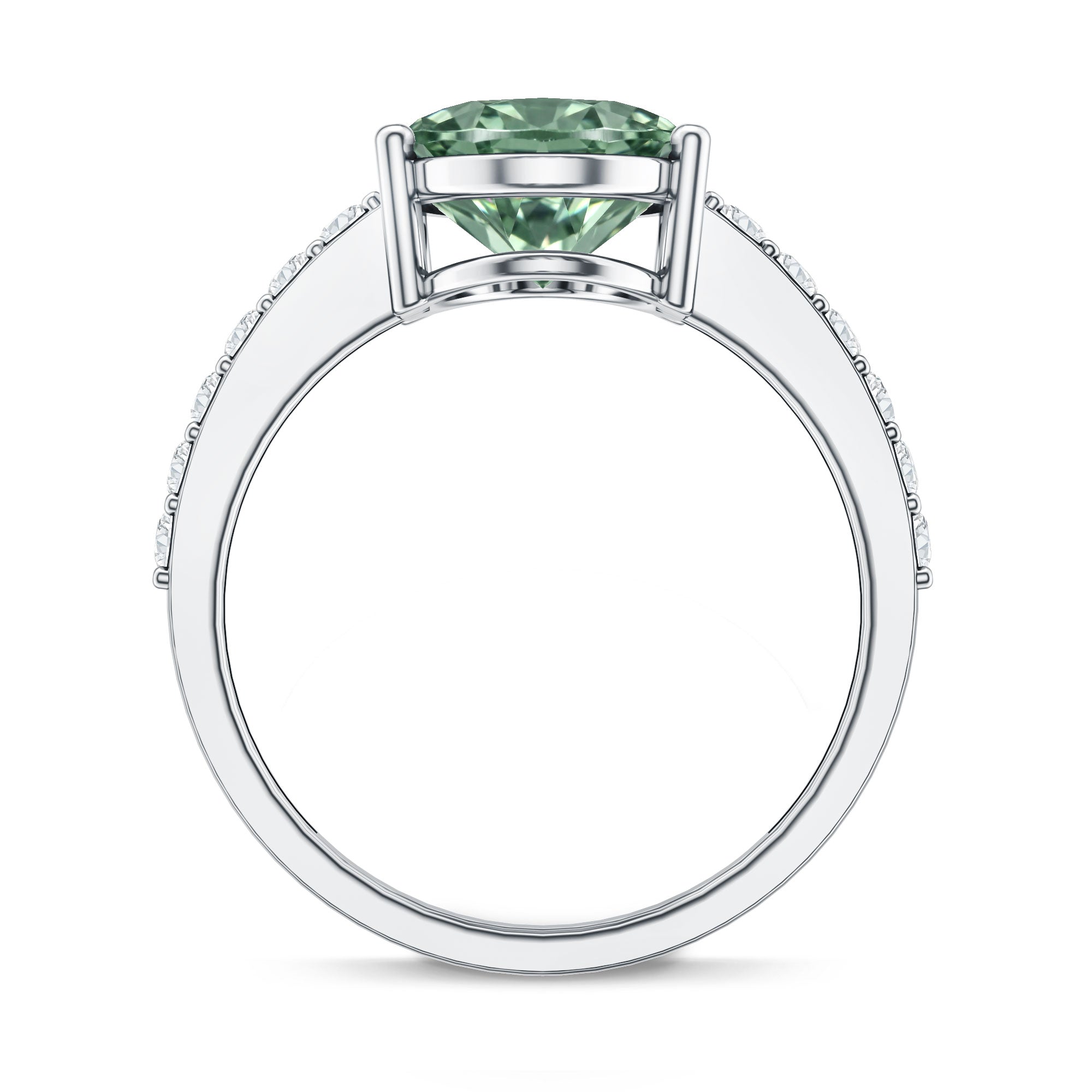 Rosec Jewels-Elongated 4 Carat Oval Lab Grown Green Diamond Engagement Ring IGI Certified