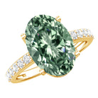 Rosec Jewels-Elongated 4 Carat Oval Lab Grown Green Diamond Engagement Ring IGI Certified