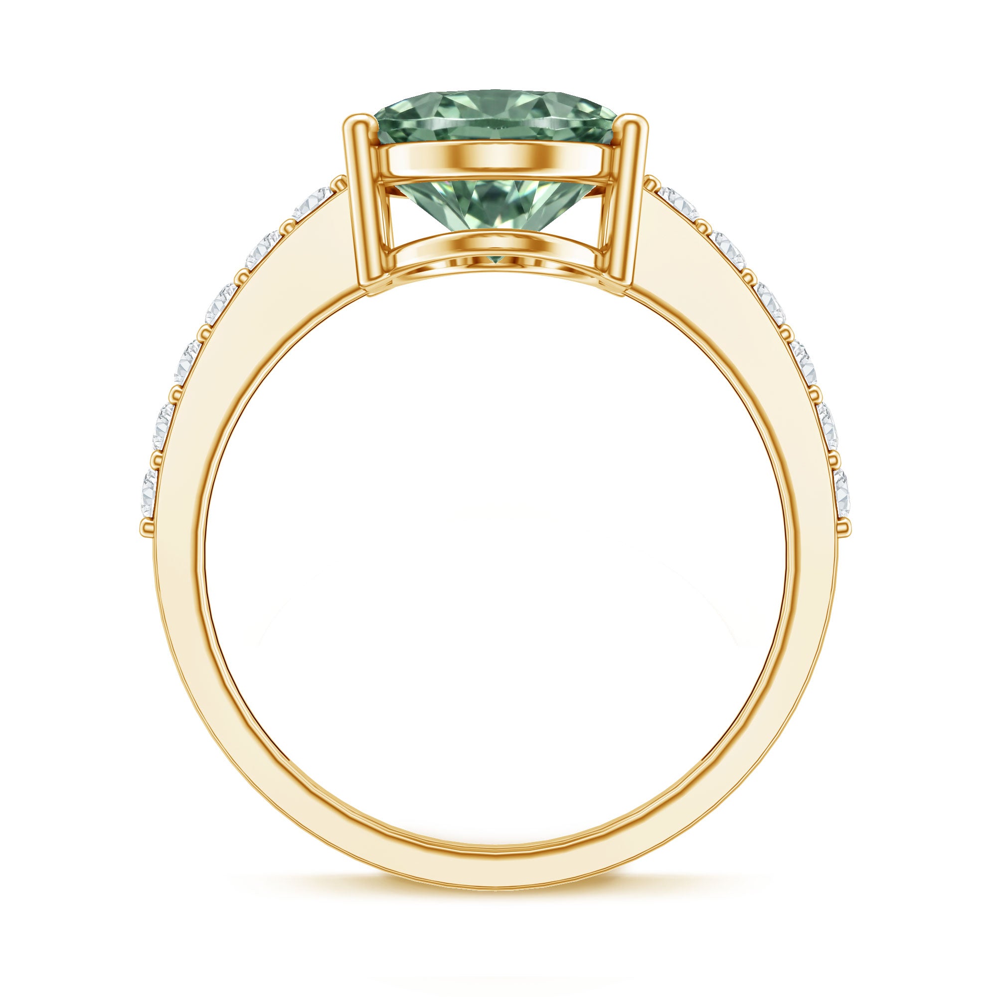 Rosec Jewels-Elongated 4 Carat Oval Lab Grown Green Diamond Engagement Ring IGI Certified