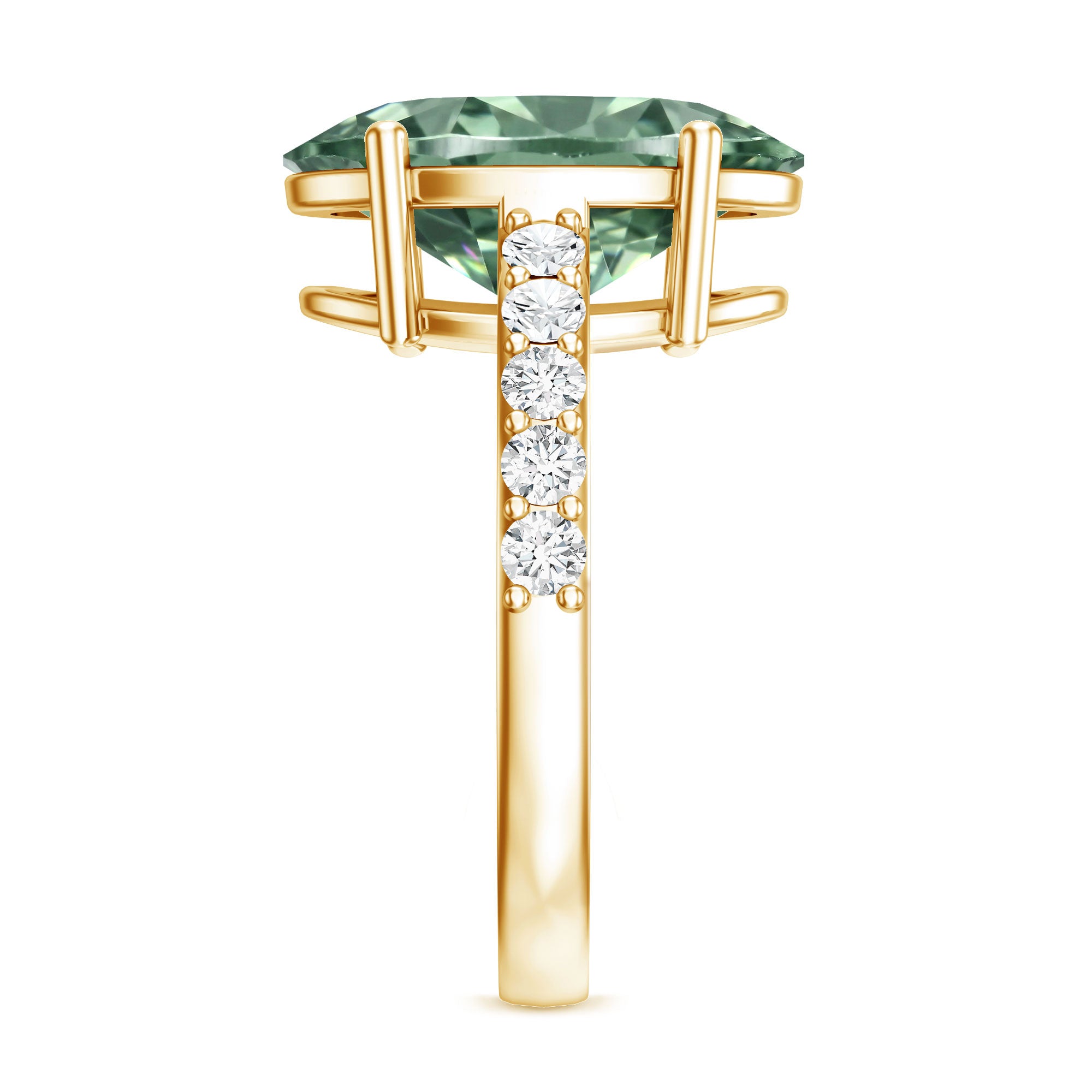 Rosec Jewels-IGI Certified Lab Grown Green Diamond Oval Solitaire Engagement Ring 5 Carat