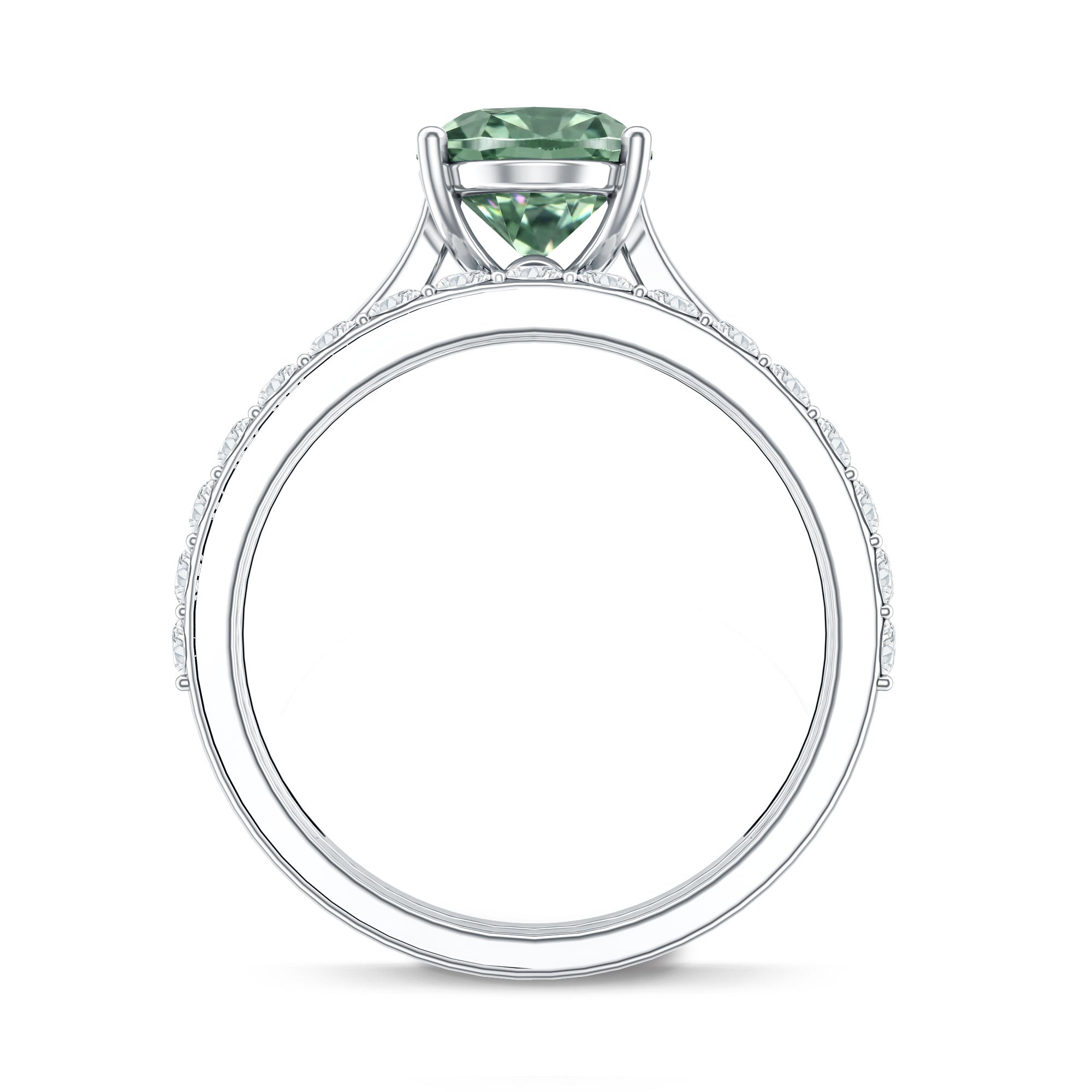 Rosec Jewels-Solitaire 2 Carat Lab Green Diamond Oval Wedding Ring Set with IGI Certificate