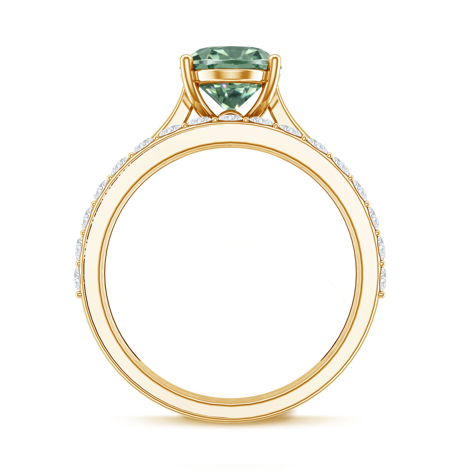 Rosec Jewels-Solitaire 2 Carat Lab Green Diamond Oval Wedding Ring Set with IGI Certificate