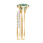 Rosec Jewels-Solitaire 2 Carat Lab Green Diamond Oval Wedding Ring Set with IGI Certificate